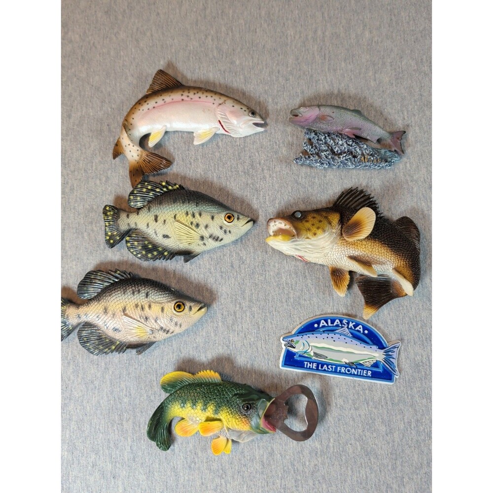 Lot Of 7 Fishing Magnets Bottle Opener Resin Cabin Outdoors Unique Gift - Picture 2 of 13